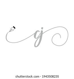 Logo inicial de CJ escritura a mano ilustración comercial moda simple