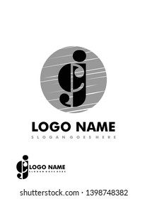 Initial CJ negative space logo with circle template