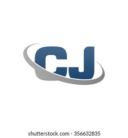 initial CJ swoosh ring company logo blue gray