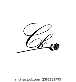 Ornamento de tipografía de flores de escritura CK inicial moderno