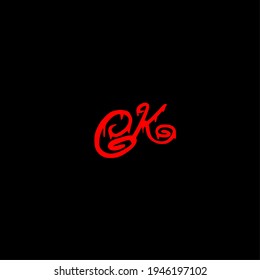Initial CK handwritten monogram and elegant logo design
