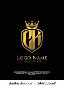 initial CK letter with shield style logo template vector