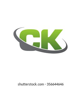 initial CK swoosh ring company logo green gray