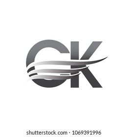 Initial CK wing logo, grey color vector logotype, logo for company name business and company identity.