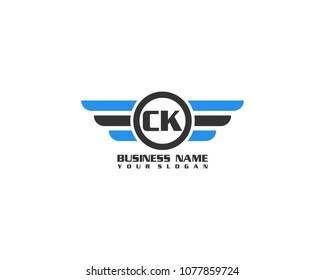 Initial CK wing logo template vector