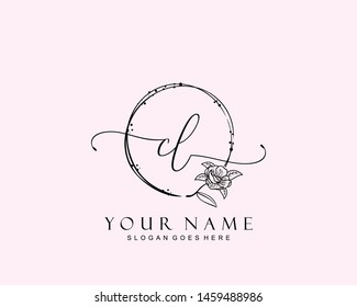 Initial CL beauty monogram and elegant logo design, handwriting logo of initial signature, wedding, fashion, floral and botanical with creative template.