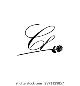 Initial CL handwriting flower typography ornament modern