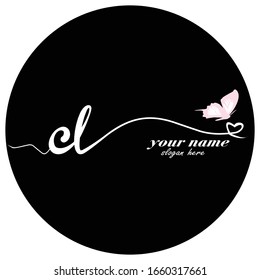 Initial CL logo handwriting vector butterfly illustration