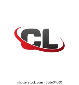 initial CL swoosh ring company logo red black