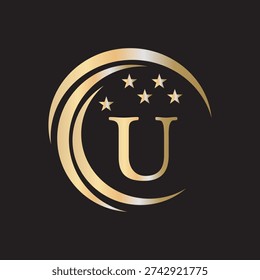 Initial Cleaning Logo combine with letter U vector template