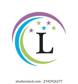 Initial Cleaning Logo combine with letter L vector template