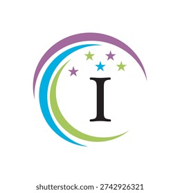 Initial Cleaning Logo combine with letter I vector template