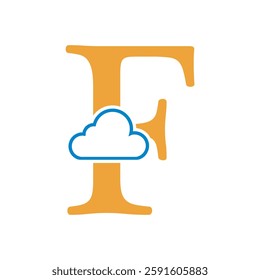 Initial Cloud Logo Combine With Letter F Vector Template