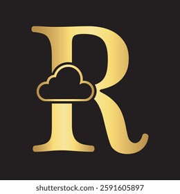 Initial Cloud Logo Combine With Letter R Vector Template