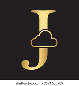 Initial Cloud Logo Combine With Letter J Vector Template