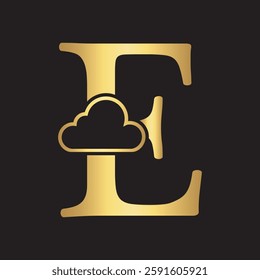 Initial Cloud Logo Combine With Letter E Vector Template