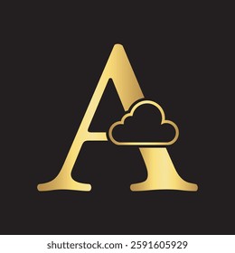 Initial Cloud Logo Combine With Letter A Vector Template