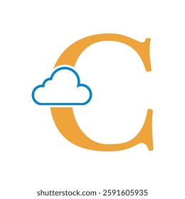 Initial Cloud Logo Combine With Letter C Vector Template
