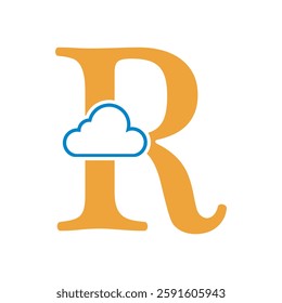 Initial Cloud Logo Combine With Letter R Vector Template