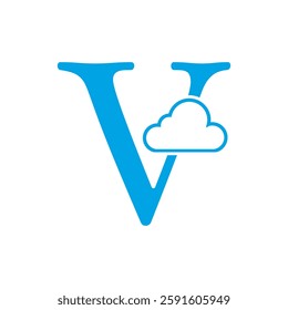 Initial Cloud Logo Combine With Letter V Vector Template