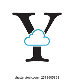 Initial Cloud Logo Combine With Letter Y Vector Template