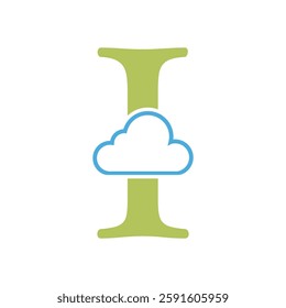 Initial Cloud Logo Combine With Letter I Vector Template