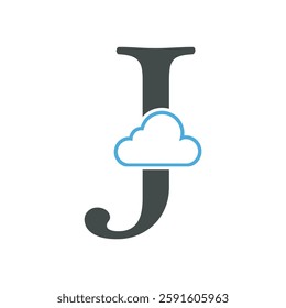 Initial Cloud Logo Combine With Letter J Vector Template