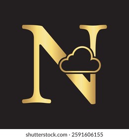 Initial Cloud Logo Combine With Letter N Vector Template