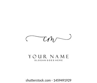 Initial CM beauty monogram and elegant logo design, handwriting logo of initial signature, wedding, fashion, floral and botanical with creative template.