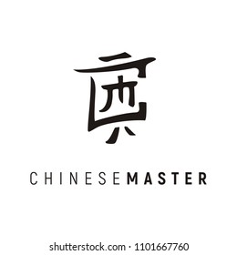 Initial CM Chinese Japanese Oriental Brush lettering calligraphy logo design 