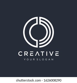 Initial CM logo design modern monogram and elegant with circle concept. logo the letter CM in the form of abstract line art. symbol for technology digital. - VECTOR