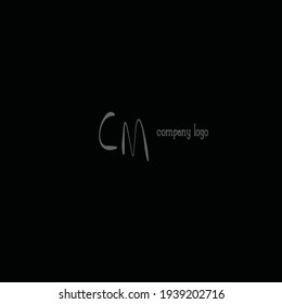 Initial CM logo handwriting vector