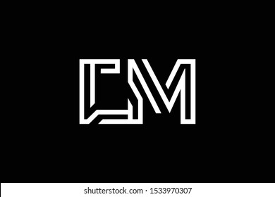 Initial CM MC modern monogram and elegant logo design, Professional Letters Vector Icon Logo on black background.