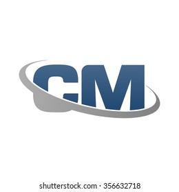 initial CM swoosh ring company logo blue gray