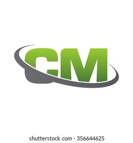 initial CM swoosh ring company logo green gray