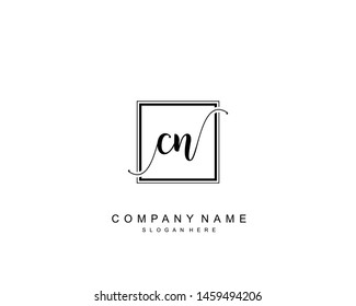 Initial CN beauty monogram and elegant logo design, handwriting logo of initial signature, wedding, fashion, floral and botanical with creative template.