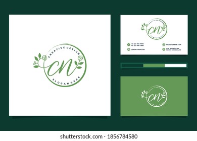 Initial CN Feminine logo collections and business card template Premium Vector
