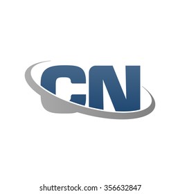 initial CN swoosh ring company logo blue gray