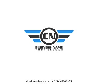 Initial CN wing logo template vector