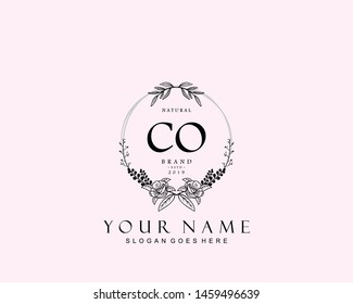 Initial CO beauty monogram and elegant logo design, handwriting logo of initial signature, wedding, fashion, floral and botanical with creative template.