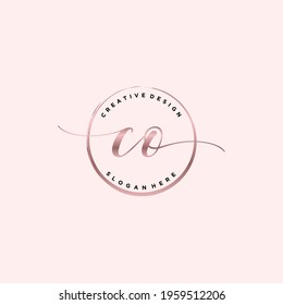 Initial CO beauty monogram and elegant logo design, handwriting logo of initial signature, wedding, fashion, floral and botanical with creative template.