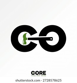 Initial CO font with hammer equipment technician carpenter service house work logo design graphic concept creative premium vector stock image top sell