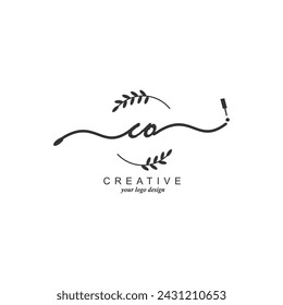 Initial CO logo handwriting botanical branding typography