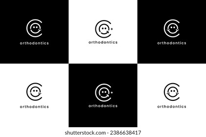 initial Co or OC logo orthodontic smile vector template