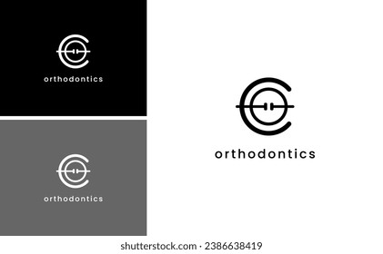 initial Co or OC logo orthodontic smile vector template