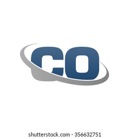 initial CO swoosh ring company logo blue gray