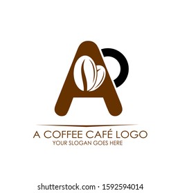 Initial A Coffee Cafe Equipment Simple and Minimalist Logo Template on White Background