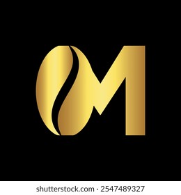 Initial Coffee Logo combine with letter M vector template