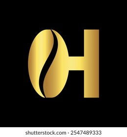 Initial Coffee Logo combine with letter H vector template