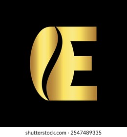 Initial Coffee Logo combine with letter E vector template